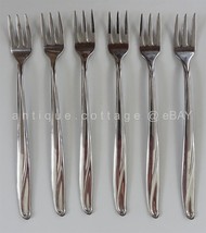 REED &amp; BARTON REBACRAFT flatware SEASCAPE stainless 6 PICKLE COCKTAIL FORKS - £17.50 GBP