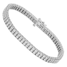 Lab Created Diamond 14K White Gold Plated 2-Row Men&#39;s Bracelets With Free Gift - $368.16