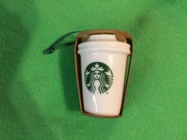 Starbucks logo Ornament Original White Porcelain coffee cup 2016 NEW - $12.86