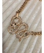 Natasha RHINESTONE SNAKE NECKLACE Gold tone new - £40.43 GBP