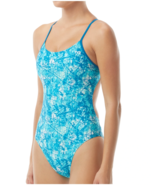 TYR Sz L Bayou Cutout Fit One Piece Swimsuit Turquoise High Cut Leg UPF 50 - €24,41 EUR