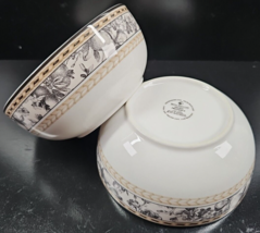 2 Royal Doulton Provence Noir All Purpose Bowls Set Floral Fruit Serving Dishes - $56.30