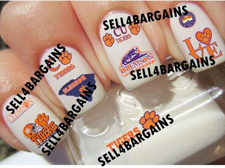 40 Clemson Tigers Decals》10 Different Designs》Nail Art Decals