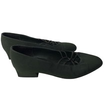 Vintage Mootsies Tootsies Low Slip Ons 6m Dark Green Strappy Block Heel - £22.17 GBP