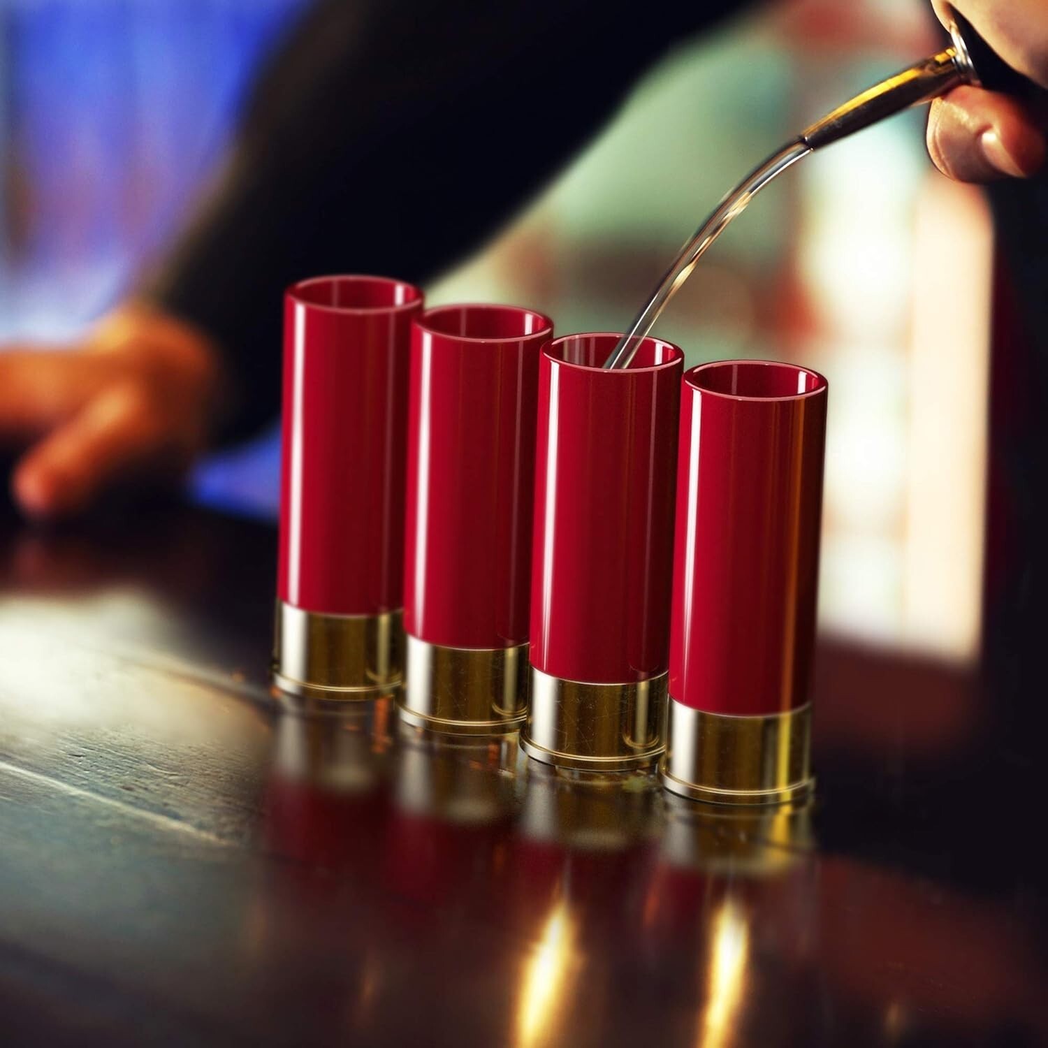 Old Southern Brass The Original 12 Gauge Shot Glasses Set of 4 Red Item image 2