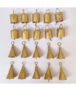 Small Gold Rustic Vintage Iron Tin Metal Ornaments Jingle Bells (20 Mix ... - £16.71 GBP