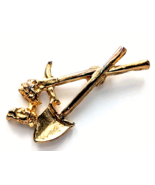 VTG Gold Nugget Prospector Crossed Mining Pick &amp; Shovel Gold Miner Lapel... - $12.99