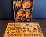 Vintage 1960&#39;s Halloween 6 Metal Cooky Trick or Treat Cookie Cutters in Box - £11.66 GBP