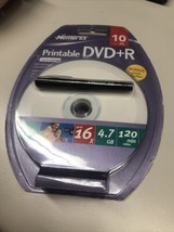 New Printable DVD+R 10 Pk 120 min video Memorex recordable 4.7 GB Computer  NIB - £6.22 GBP