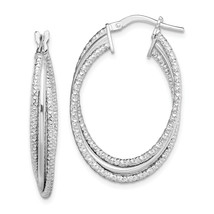 Silver  Polished and Textured Triple Hoops QE13191 - £62.82 GBP