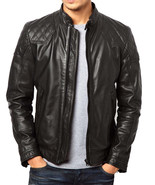 Mens Leather Jacket Stylish Genuine Lambskin Motorcycle Bomber Biker Jac... - $117.50