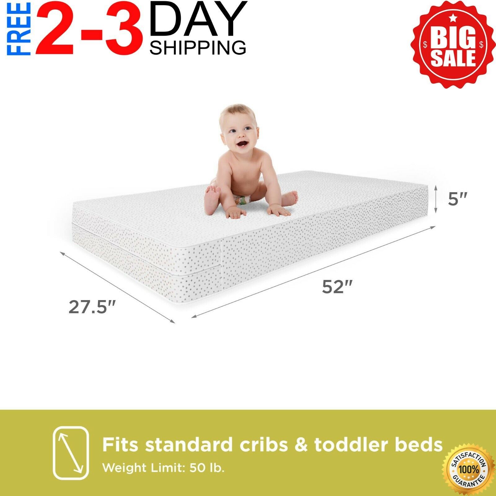 Safety 1st 3133098 Sweet Dreams 5 inch Crib and Toddler Mattress - White - $76.00