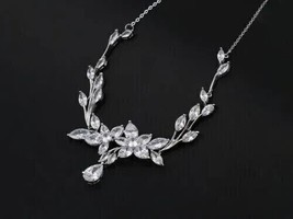 5Ct Pear Cut Lab Created Diamond Women&#39;s Wedding Necklace 14K White Gold Plated - £387.55 GBP