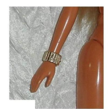 Barbie doll jewelry wide bracelet shiny silver textured finish Mattel vi... - $9.99