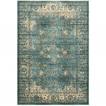 HomeRoots 388177 7 x 10 ft. Peacock Blue &amp; Ivory Indoor Area Rug - £362.72 GBP