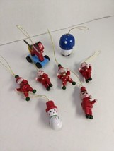 Lot Of (8) Vintage Santas Helpers With Toys Hanging Ornaments 1-2&quot; - £39.51 GBP