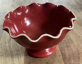 Longaberger Pottery Be My Valentine Red Ruffled Bowl Candy Bowl - $12.00