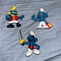 Peyo Schleich Smurf PVC Lot Of 3 Pirate, Football, Bmarty Book B1 - $11.76