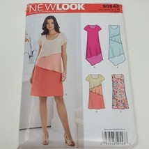 New Look S0543 Tiered Colorblock Dress w Asymmetrical Hem Sz 10-22 UNCUT... - $11.87