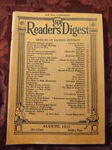 Readers Digest August 1932 John Jacob Astor Clare Boothe Zona Gale Prohi... - £10.04 GBP