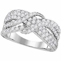 14kt White Gold Womens Round Pave-set Diamond Crossover Strand Band 1-1/2 Cttw - £1,328.84 GBP