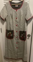 Vtg Gilead Shirt Dress Maxi Striped Buttons Pockets Embroidered Floral M... - $148.49