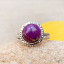 Purple Turquoise Sterling Silver Ring Natural Turquoise Ring Silver Jewelry Twis - £22.34 GBP