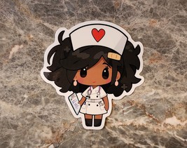 Black Nurse Sticker Decal for Water Bottle, Laptop, Chibi, Kawaii, RN, L... - $4.50
