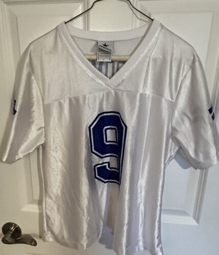 Primary image for T-Shirt V-Neck Cowboys Apparel #9 Romo Large White Blue 100% Polyester