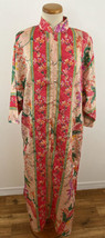 Vintage Hanes Women&#39;s M Muumuu Kaftan Tropical Flower Satin Brocade Zip ... - £26.16 GBP