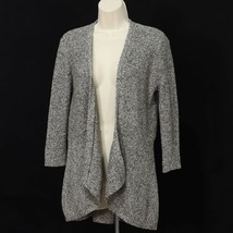 Eileen Fisher Womens Cardigan Sweater XS Open Front Draped Black White Linen - £20.46 GBP