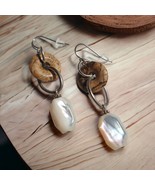Iridescent Glass Stone Drop Vintage Earrings Womens Jewelry Costume - £11.20 GBP