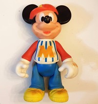 Mickey Mouse Hard Plastic Toy Posable Doll 12" VTG Walt Disney Baseball Figurine - £15.71 GBP
