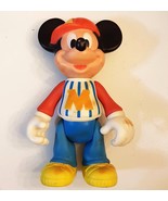 Mickey Mouse Hard Plastic Toy Posable Doll 12&quot; VTG Walt Disney Baseball ... - €17,12 EUR
