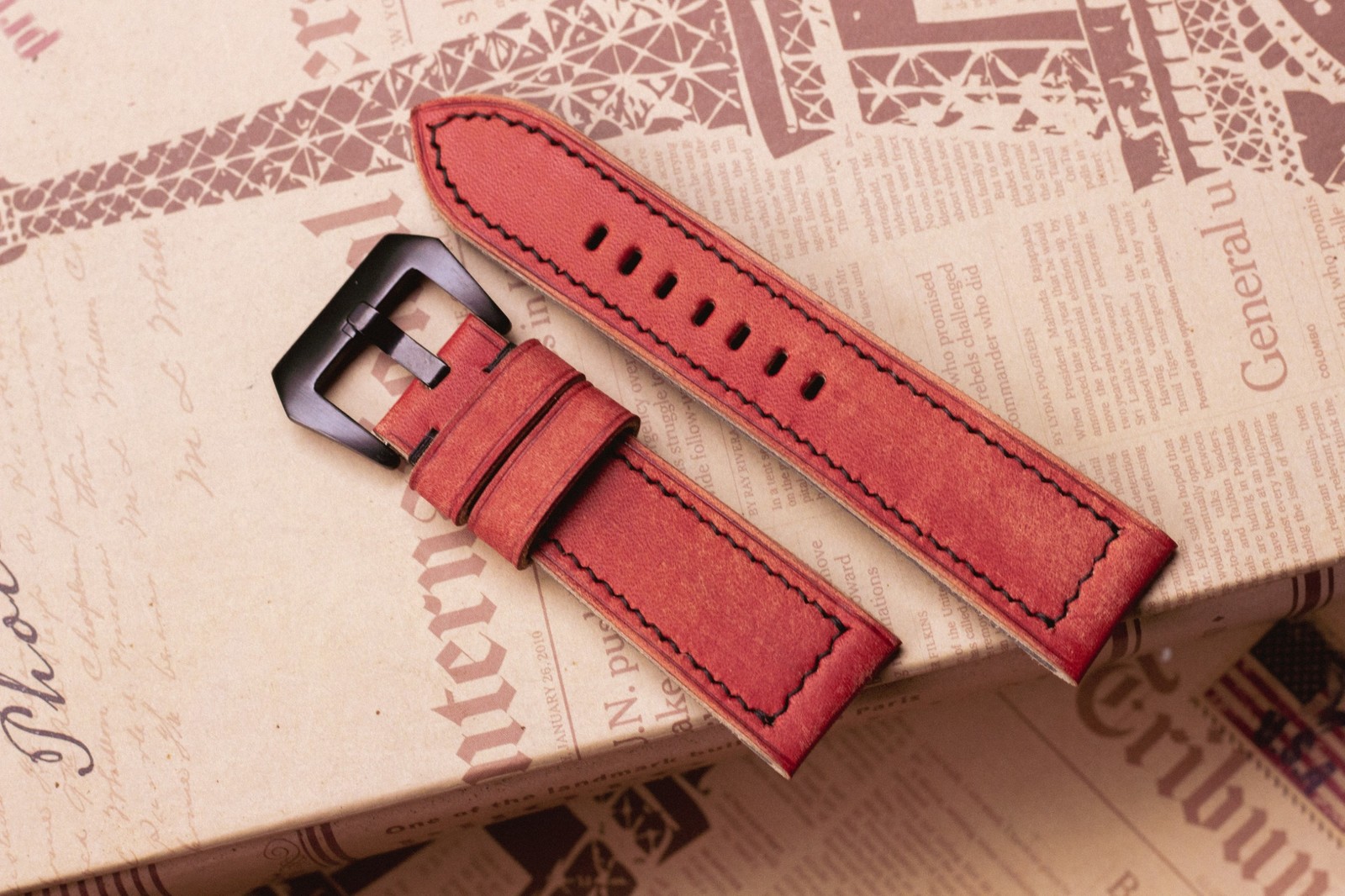 (Customizable, multiple size) Rusty vegtan leather handmade Panerai watc... - $58.99