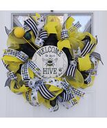 Bee Wreath Welcome to Our Hive 24 Mesh, Spring Farmhouse Front Door Decor - $69.99