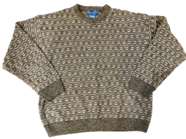 Vintage Towncraft Sweater Mens XXL Brown Acrylic Textured Geometric Rect... - $28.59