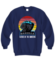 Dad Sweatshirt Dadzilla Father Of The Monsters Navy-SS - £20.87 GBP
