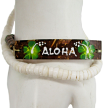Hawaiian Natural Puka Shell Anklet 10&quot; and Aloha Coconut Shell Bracelet ... - $14.83
