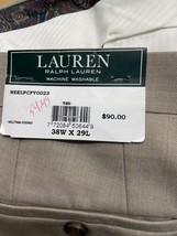 Lauren Ralph Lauren Cuffed Dress Pleated Pants Mens 38 by 29 Tan Nwt - £25.50 GBP