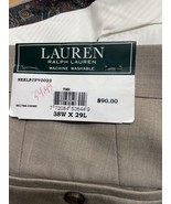 Lauren Ralph Lauren Cuffed Dress Pleated Pants Mens 38 by 29 Tan Nwt - £25.77 GBP