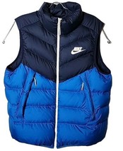 Nike Men XL Two Tone Blue Goose Down Full Zip Pocket Cold Quilted Puffer... - $88.11