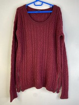 American Eagle Outfitters Maroon Cable Rib Knit Sweater Womens XS Zip Sides Wool - £10.75 GBP