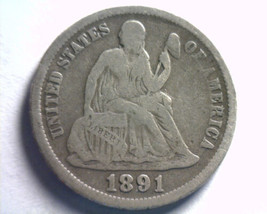 1891 SEATED LIBERTY DIME FINE F NICE ORIGINAL COIN FROM BOBS COINS FAST ... - £15.98 GBP