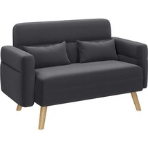 46&quot; Modern Small Fabric Loveseat Mid Century Pet Sofa Couch With Solid Wood Legs - £216.04 GBP