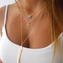 Boho Necklace Gold Chain Multi-Layer Pendant Women Layer Jewellery Long Beads UK - £2.98 GBP+