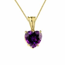 2 CTW Heart Shaped February Birthstone Amethyst Pendant Necklace 10K Solid Gold - £74.78 GBP+