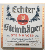 VTG 1960s Hasse Echter Steinhager Gin Liquor Spirit Bottle Label Germany... - $18.53