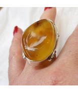 AMBER RING STERLING SILVER ADJUSTABLE GIANT BALTIC AMBER MADE IN EUROPE ... - £397.14 GBP