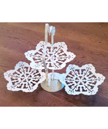 White Metal Clamshell Snow Flake  Fold  Three Tier Snack Tray Shabby Cot... - $32.00 CAD
